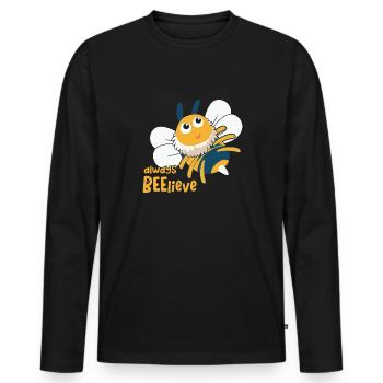 always beelieve Bee Funny Animal Puns - Men's Premium Organic Long Sleeve Shirt - black - Front - Nico (187cm)