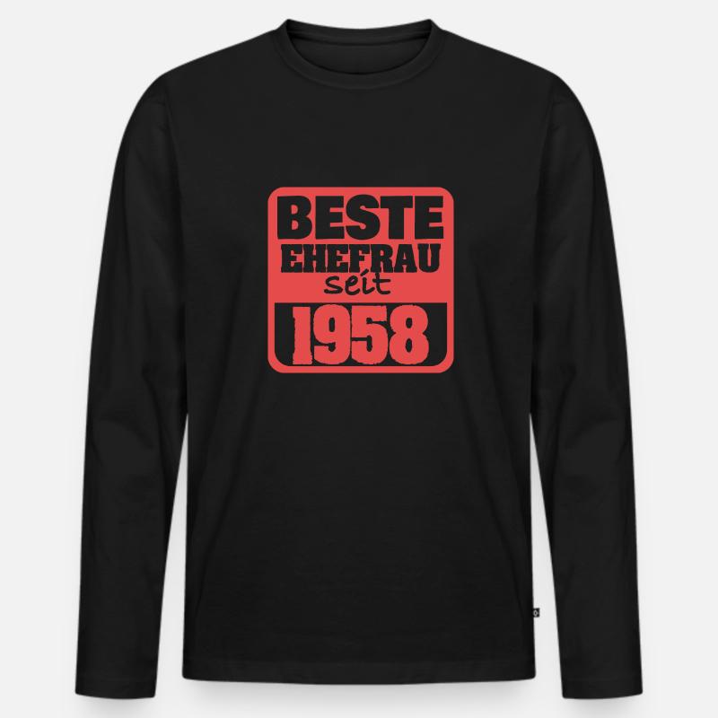 Witzig 1958 - Männer Premium Bio Langarmshirt - Schwarz