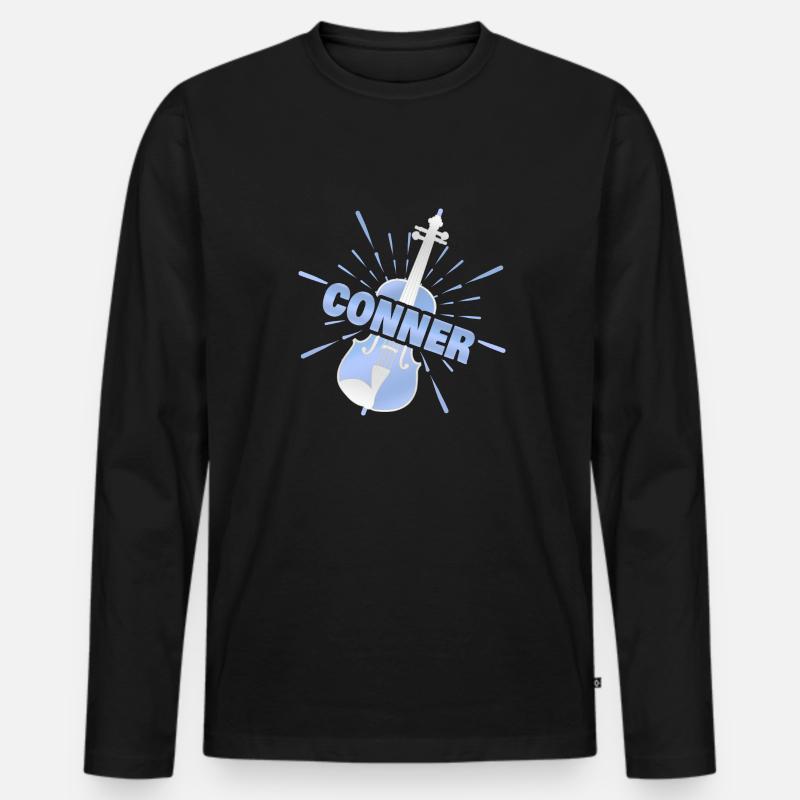 Geige Conner - Männer Premium Bio Langarmshirt - Schwarz