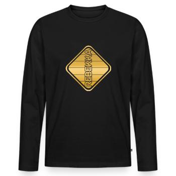 Femme Femme Prénom Nom de femme Rebekka - T-shirt manches longues Premium bio Homme - noir - Devant - Nico (187cm)
