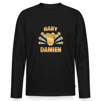Geburt Damien - Männer Premium Bio Langarmshirt - Schwarz - Vorne - Nico (187cm)