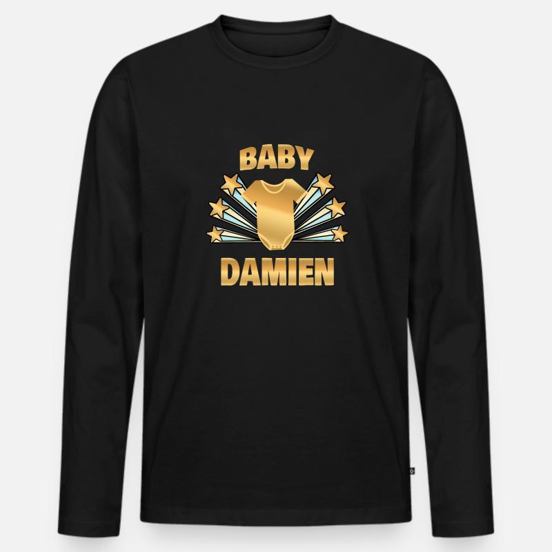 Geburt Damien - Männer Premium Bio Langarmshirt - Schwarz
