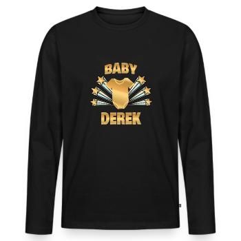 Geschenk für Derek - Männer Premium Bio Langarmshirt - Schwarz - Vorne - Nico (187cm)