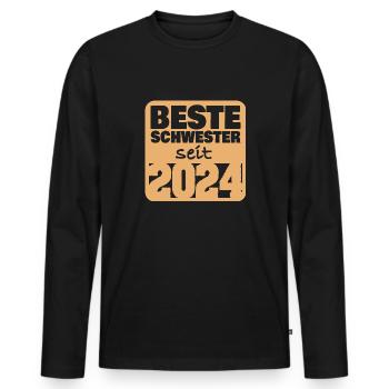 2024 - Männer Premium Bio Langarmshirt - Schwarz - Vorne - Nico (187cm)
