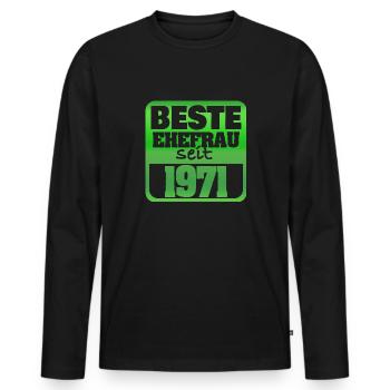 1971 - Männer Premium Bio Langarmshirt - Schwarz - Vorne - Nico (187cm)