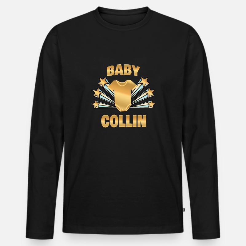 Geburt Collin - Männer Premium Bio Langarmshirt - Schwarz