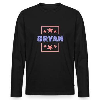 Bryan Bryan - Männer Premium Bio Langarmshirt - Schwarz - Vorne - Nico (187cm)