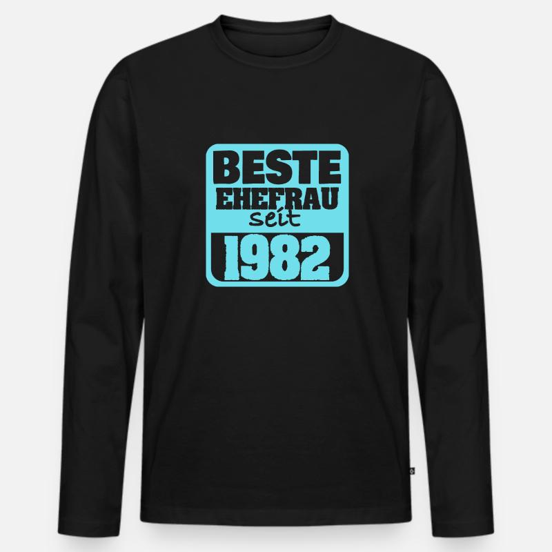 1982 - Männer Premium Bio Langarmshirt - Schwarz