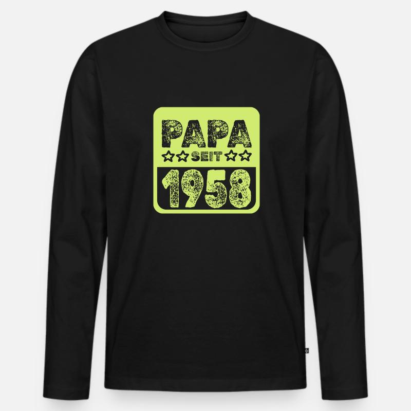 Papa 1958 - Männer Premium Bio Langarmshirt - Schwarz
