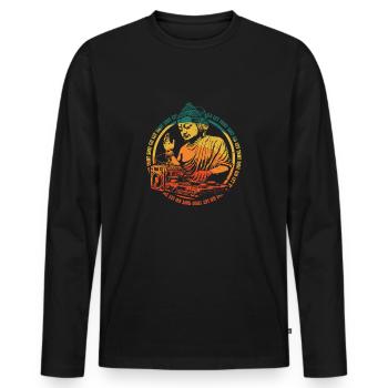 DJ Buddha - lass den Scheiß los - Männer Premium Bio Langarmshirt - Schwarz - Vorne - Nico (187cm)
