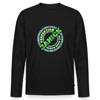 Stéphanie - T-shirt manches longues Premium bio Homme - noir - Devant - Nico (187cm)