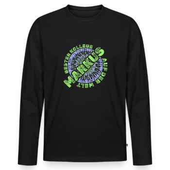 Markus als Mitarbeiter - Männer Premium Bio Langarmshirt - Schwarz - Vorne - Nico (187cm)