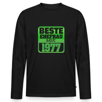 Femme 1977 - T-shirt manches longues Premium bio Homme - noir - Devant - Nico (187cm)