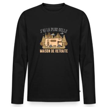 Camping-car Retraite Humour Camping Car Retraité - T-shirt manches longues Premium bio Homme - noir - Devant - Nico (187cm)