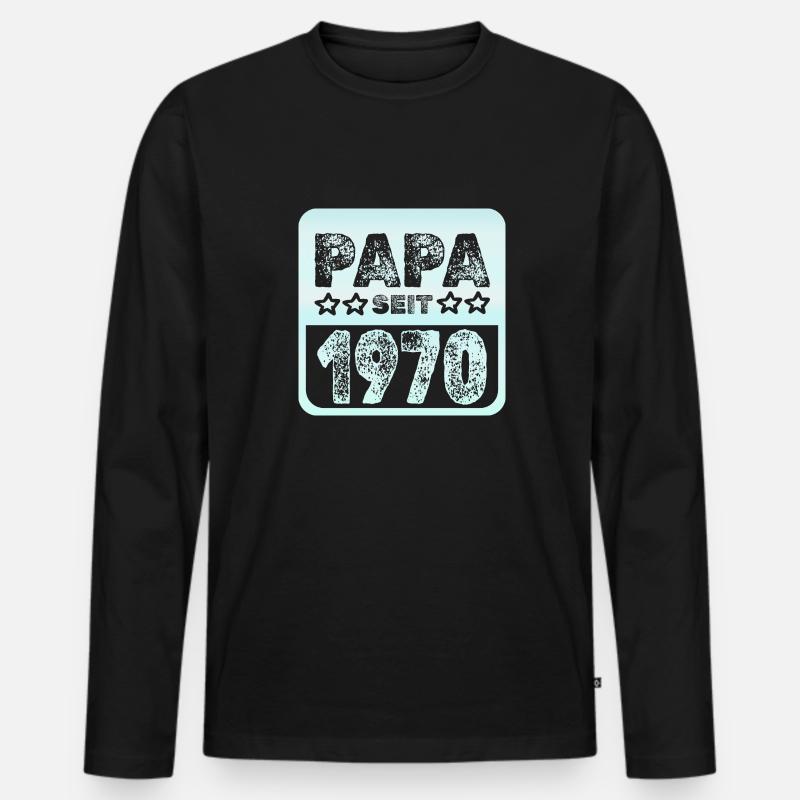 Papa 1970 - Männer Premium Bio Langarmshirt - Schwarz