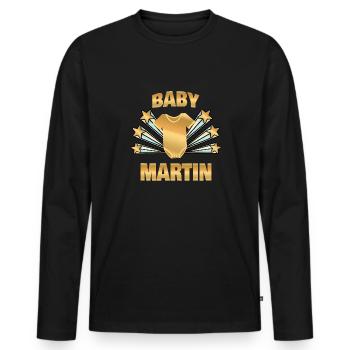 Martin - T-shirt manches longues Premium bio Homme - noir - Devant - Nico (187cm)