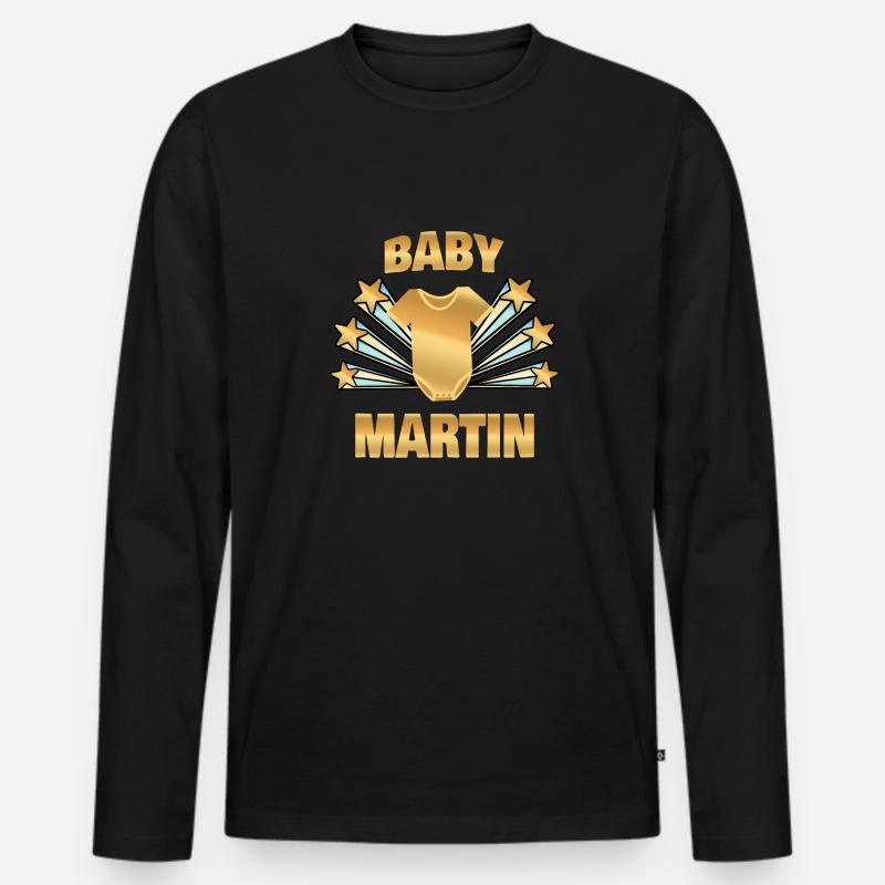 Martin - Männer Premium Bio Langarmshirt - Schwarz