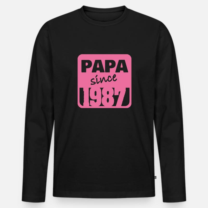 1987 - Männer Premium Bio Langarmshirt - Schwarz