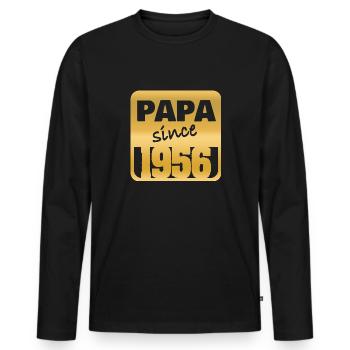 1956 - Männer Premium Bio Langarmshirt - Schwarz - Vorne - Nico (187cm)