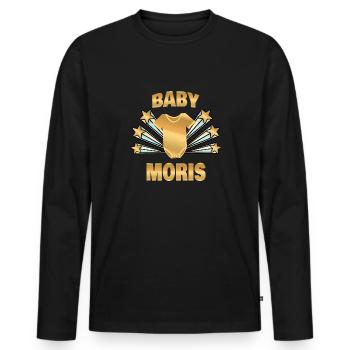 Moris als Geburt - Männer Premium Bio Langarmshirt - Schwarz - Vorne - Nico (187cm)