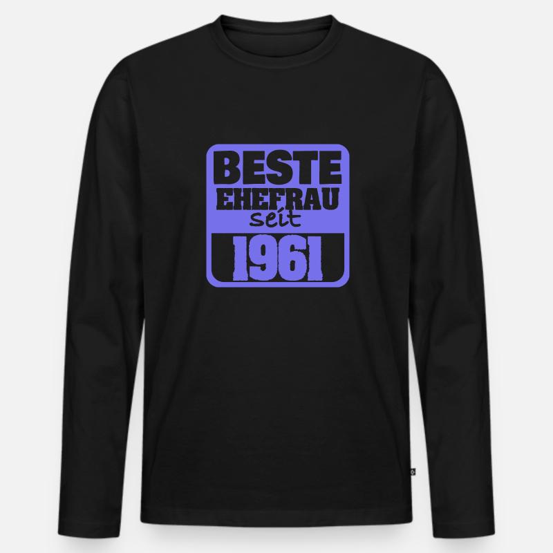 1961 - Männer Premium Bio Langarmshirt - Schwarz