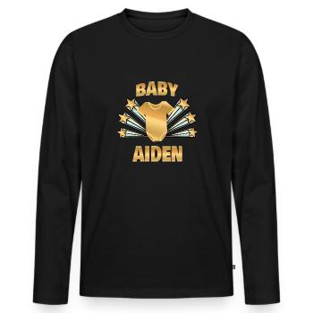 Aiden as a birth - Men's Premium Organic Long Sleeve Shirt - black - Front - Nico (187cm)