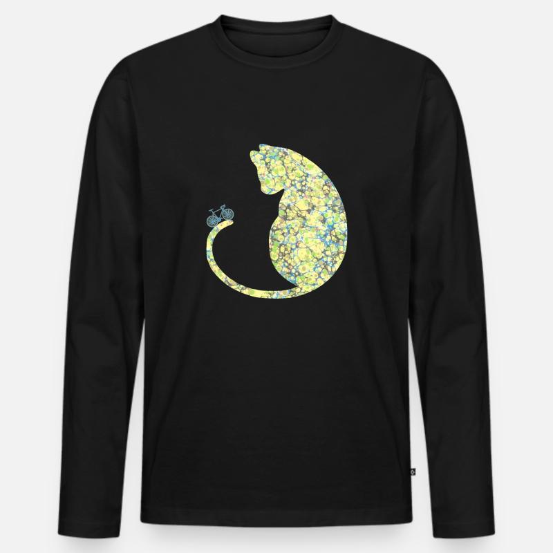 Chat avec vélo E 219 - T-shirt manches longues Premium bio Homme - noir