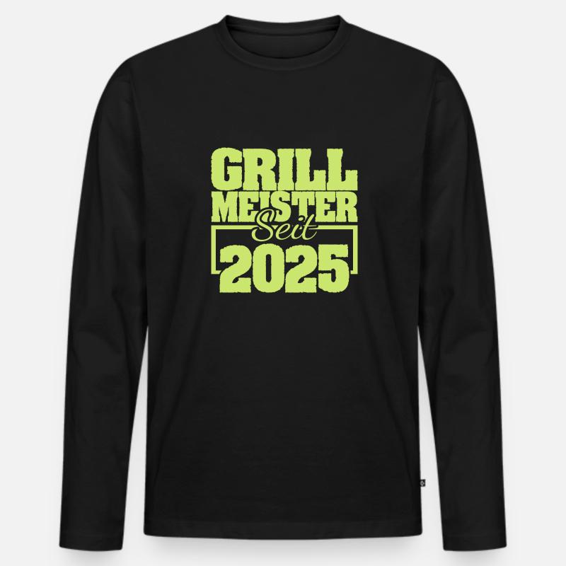 Grillbesteck 2025 - Männer Premium Bio Langarmshirt - Schwarz
