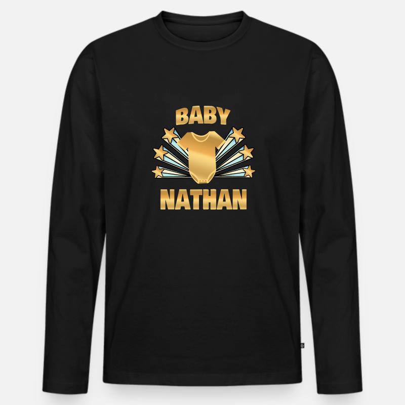 Nathan als Geburt - Männer Premium Bio Langarmshirt - Schwarz