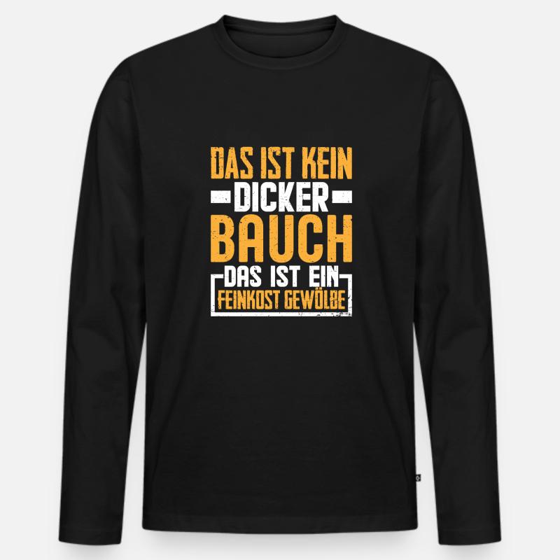 Dicker Bauch Lustig Spruch Geschenk - Männer Premium Bio Langarmshirt - Schwarz