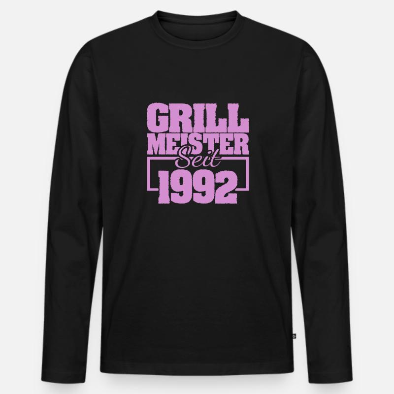 Grillen 1992 - Männer Premium Bio Langarmshirt - Schwarz