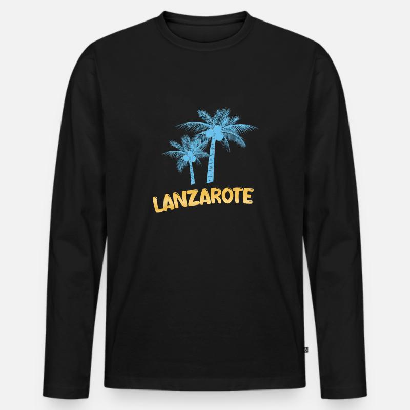 Lanzarote Lanzarote - Männer Premium Bio Langarmshirt - Schwarz