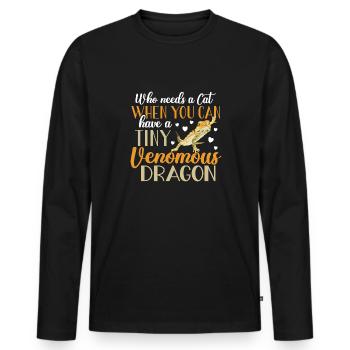 Lézard dragon barbu Herpétologiste des reptiles - T-shirt manches longues Premium bio Homme - noir - Devant - Nico (187cm)