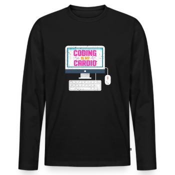 Le codage est mon cardio - T-shirt manches longues Premium bio Homme - noir - Devant - Nico (187cm)