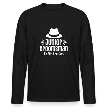 Junior Groomsman Hello Ladies - T-shirt manches longues Premium bio Homme - noir - Devant - Nico (187cm)