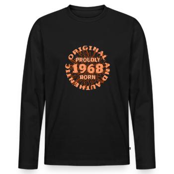 Prozent 1968 - Männer Premium Bio Langarmshirt - Schwarz - Vorne - Nico (187cm)