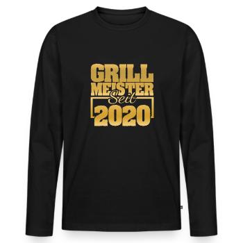 Jahr 2020 - Männer Premium Bio Langarmshirt - Schwarz - Vorne - Nico (187cm)