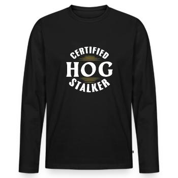 certified hog stalker Design for a hunting fan - Men's Premium Organic Long Sleeve Shirt - black - Front - Nico (187cm)