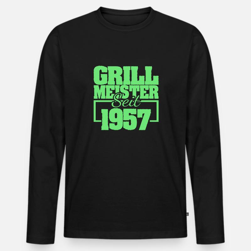 1957 - Männer Premium Bio Langarmshirt - Schwarz