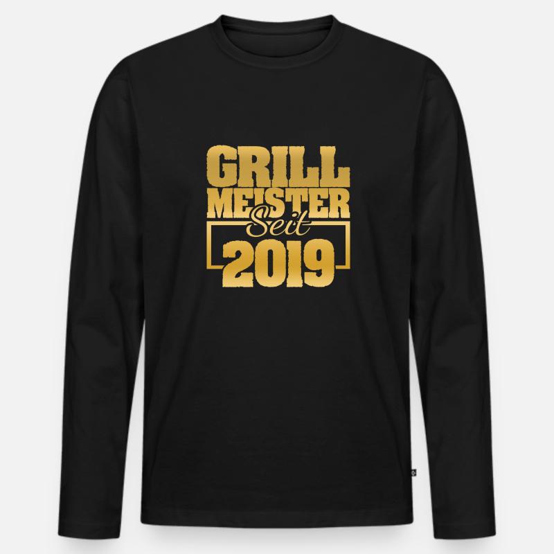 Grillfleisch 2019 - Männer Premium Bio Langarmshirt - Schwarz