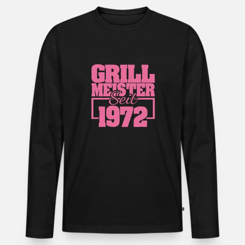 1972 - Männer Premium Bio Langarmshirt - Schwarz