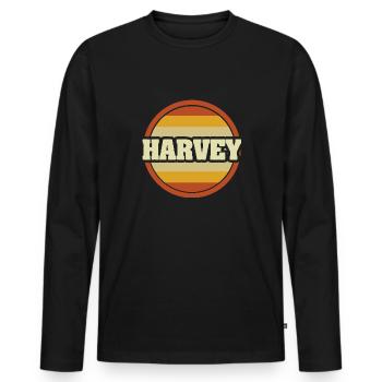 First name Harvey - Men's Premium Organic Long Sleeve Shirt - black - Front - Nico (187cm)