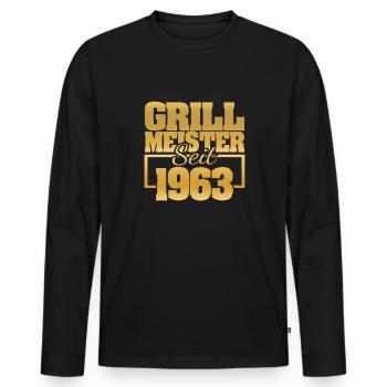 Grillinstructor 1963 - Männer Premium Bio Langarmshirt - Schwarz - Vorne - Nico (187cm)
