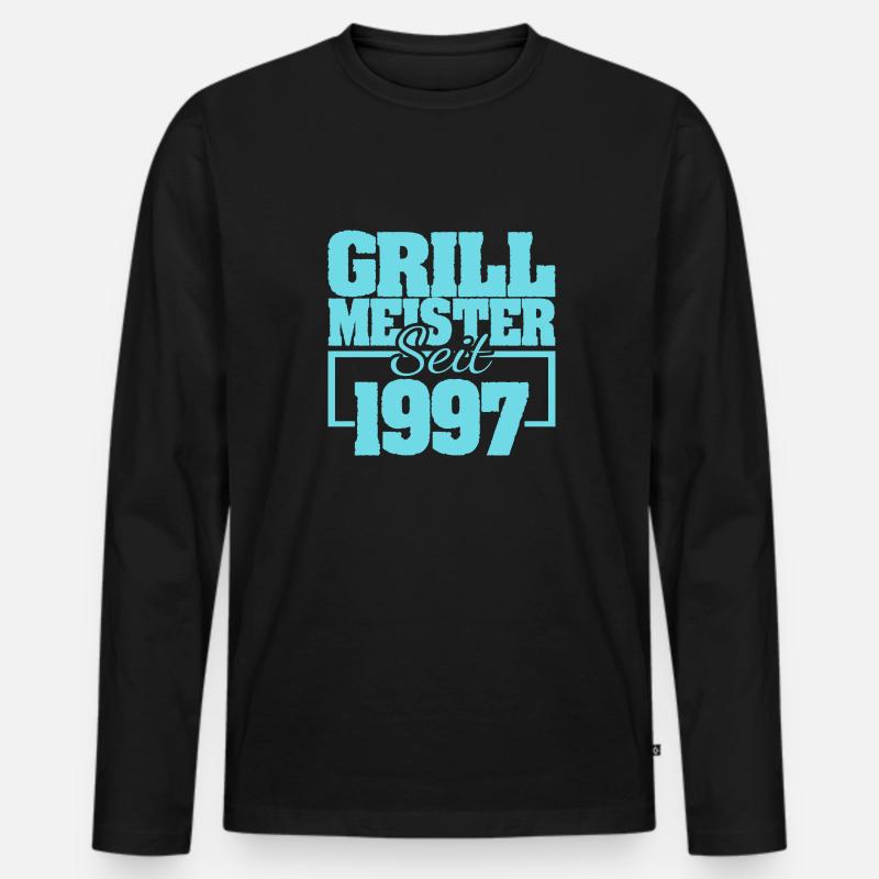 Grillbesteck 1997 - Männer Premium Bio Langarmshirt - Schwarz