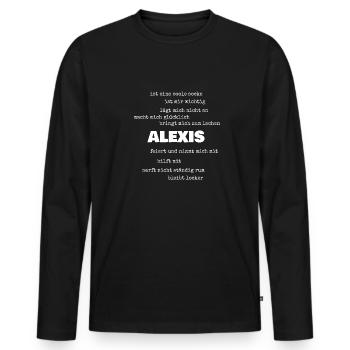 Alexis comme dictons - T-shirt manches longues Premium bio Homme - noir - Devant - Nico (187cm)