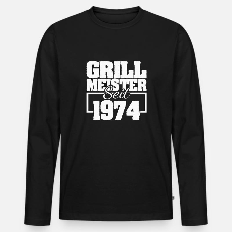1974 - Männer Premium Bio Langarmshirt - Schwarz