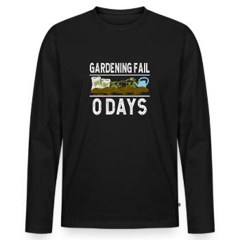 Jardinage Échec Amateur de plantes 0 jours Jardinier - T-shirt manches longues Premium bio Homme - noir - Devant - Nico (187cm)