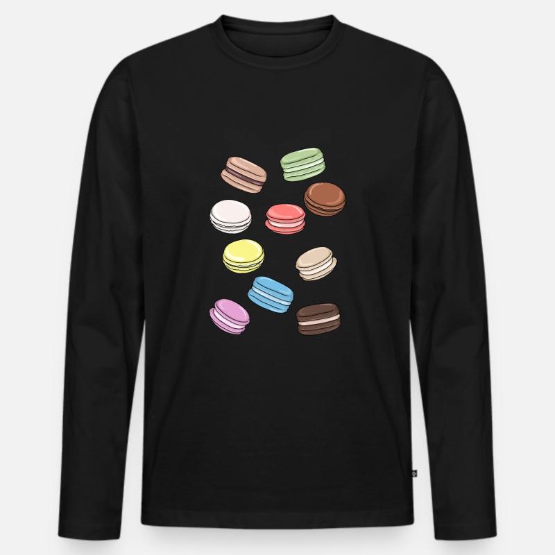Bunte Macarons süße Versuchung - Männer Premium Bio Langarmshirt - Schwarz