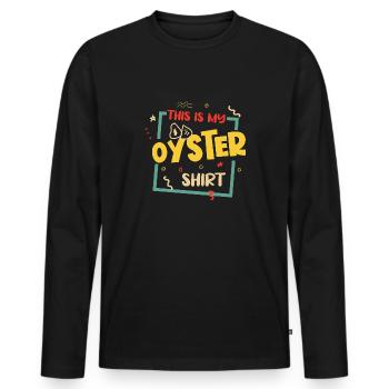 Oyster Ironic Saying Seafood Chef - T-shirt manches longues Premium bio Homme - noir - Devant - Nico (187cm)