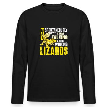 Léopard Gecko Lézard Reptiles Herpétologiste - T-shirt manches longues Premium bio Homme - noir - Devant - Nico (187cm)